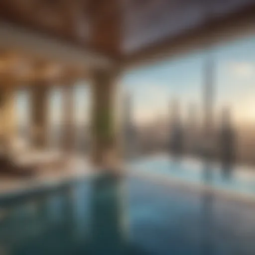 Luxurious hotel suite with a private pool overlooking the skyline