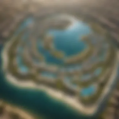 Aerial view of Damac Lagoons showcasing its water features and luxurious villas