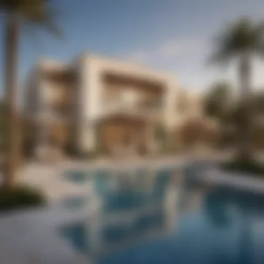 Amenities including a swimming pool and recreation area in Dubai Hills Sidra 1