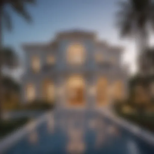 Stunning villa exterior with unique architecture in Jumeirah