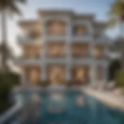 Luxurious villa exterior in Palm Jumeirah Frond K