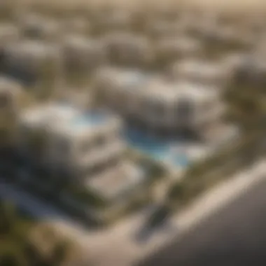 Aerial view of a prestigious neighborhood in Dubai featuring five-bedroom villas