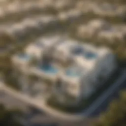 Aerial view of luxury villas in a gated community in Dubai