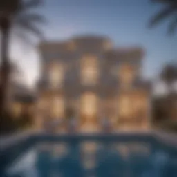 Stunning view of a luxury villa in Dubai with a private pool