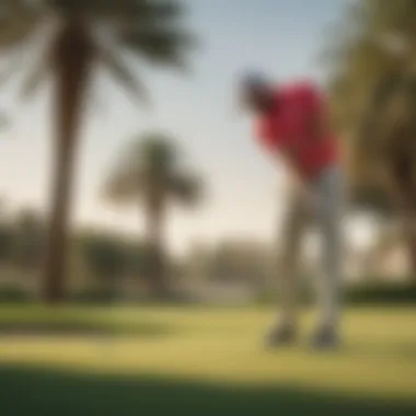 A golfer in action on the pristine greens of Jumeirah Golf, exemplifying the sport's elegance.