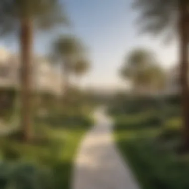 Lush landscaping and community parks in Murooj Al Furjan East