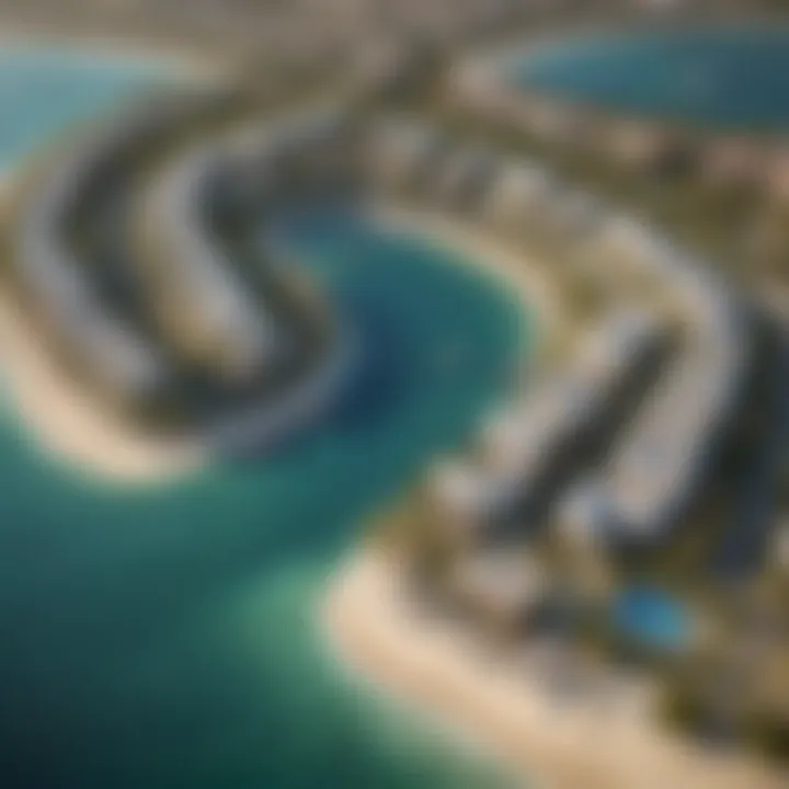 Aerial view of Pearl Jumeirah showcasing luxury villas and waterfront.