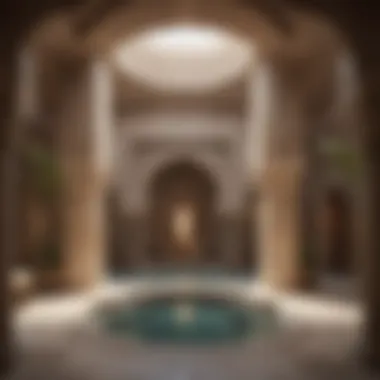 A serene exterior view of a prominent hamam in Dubai