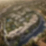 Stunning aerial view of Tilal Al Ghaf community showcasing lush greenery and luxury villas